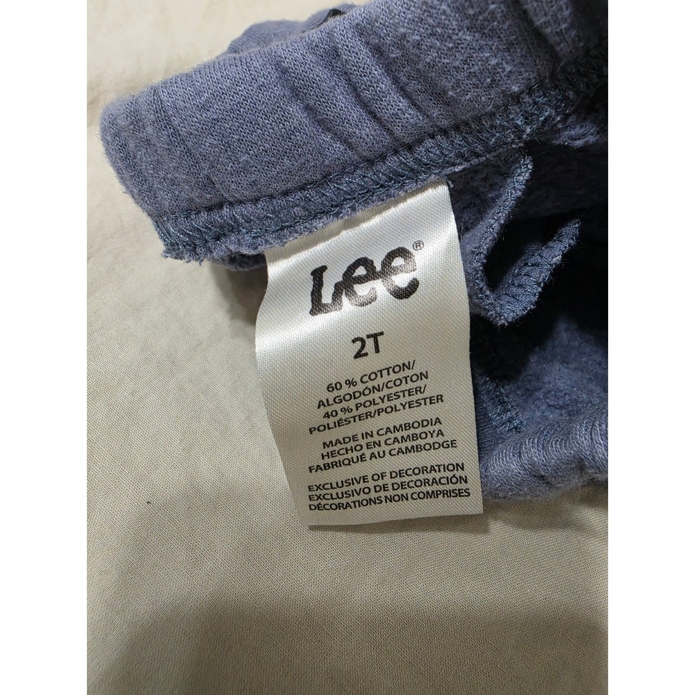 Lee Toddler Boys Blue Gray Fleece Jogger Sweatpants 2T Reinforced Knee Joggers - Picture 4 of 5